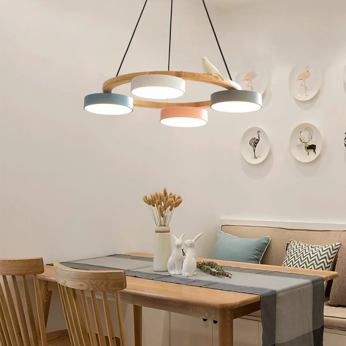 Feyran Sienna Bird Round Chandelier for Living Room