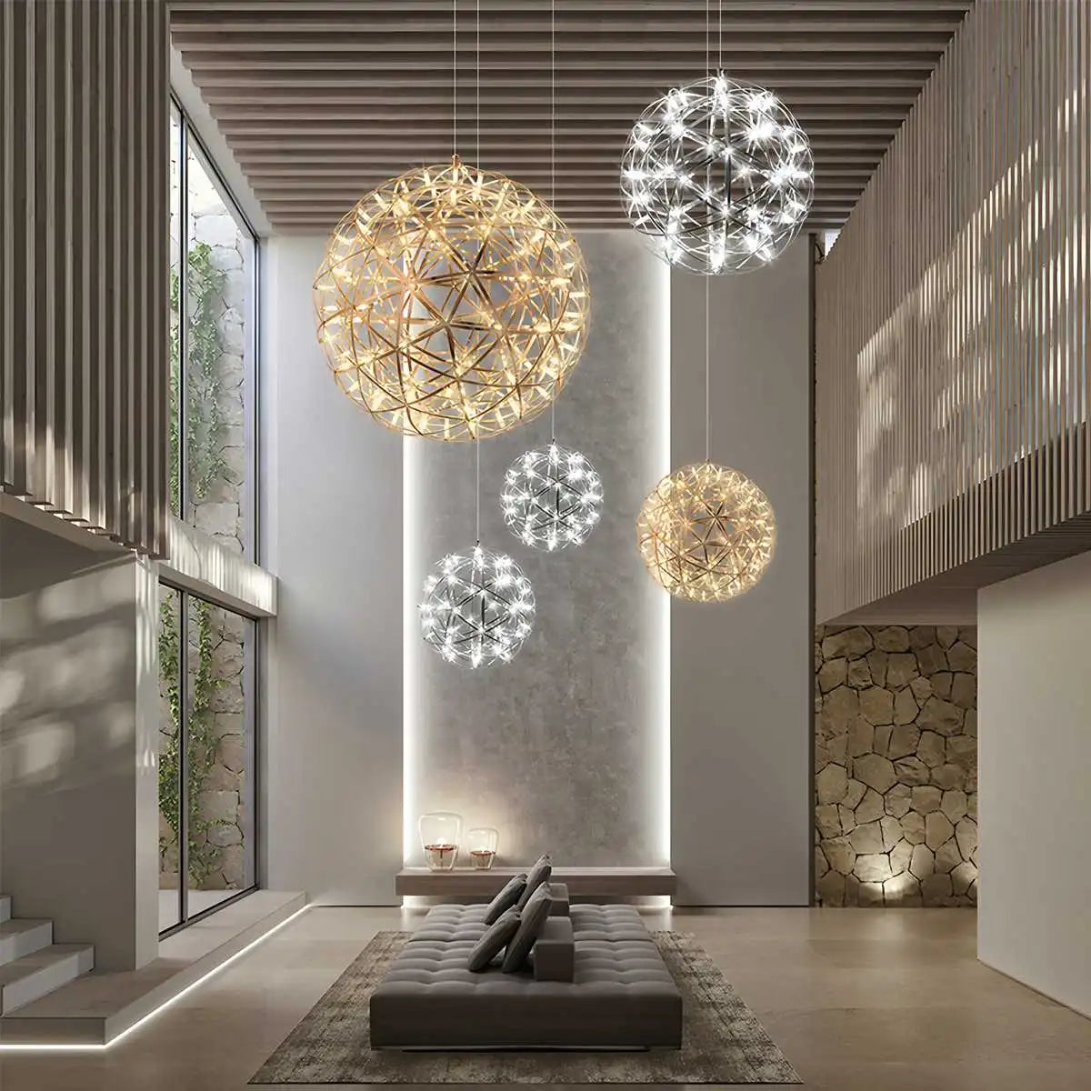 Feyran Silver Fire Ball Pendant Light for Dining Room