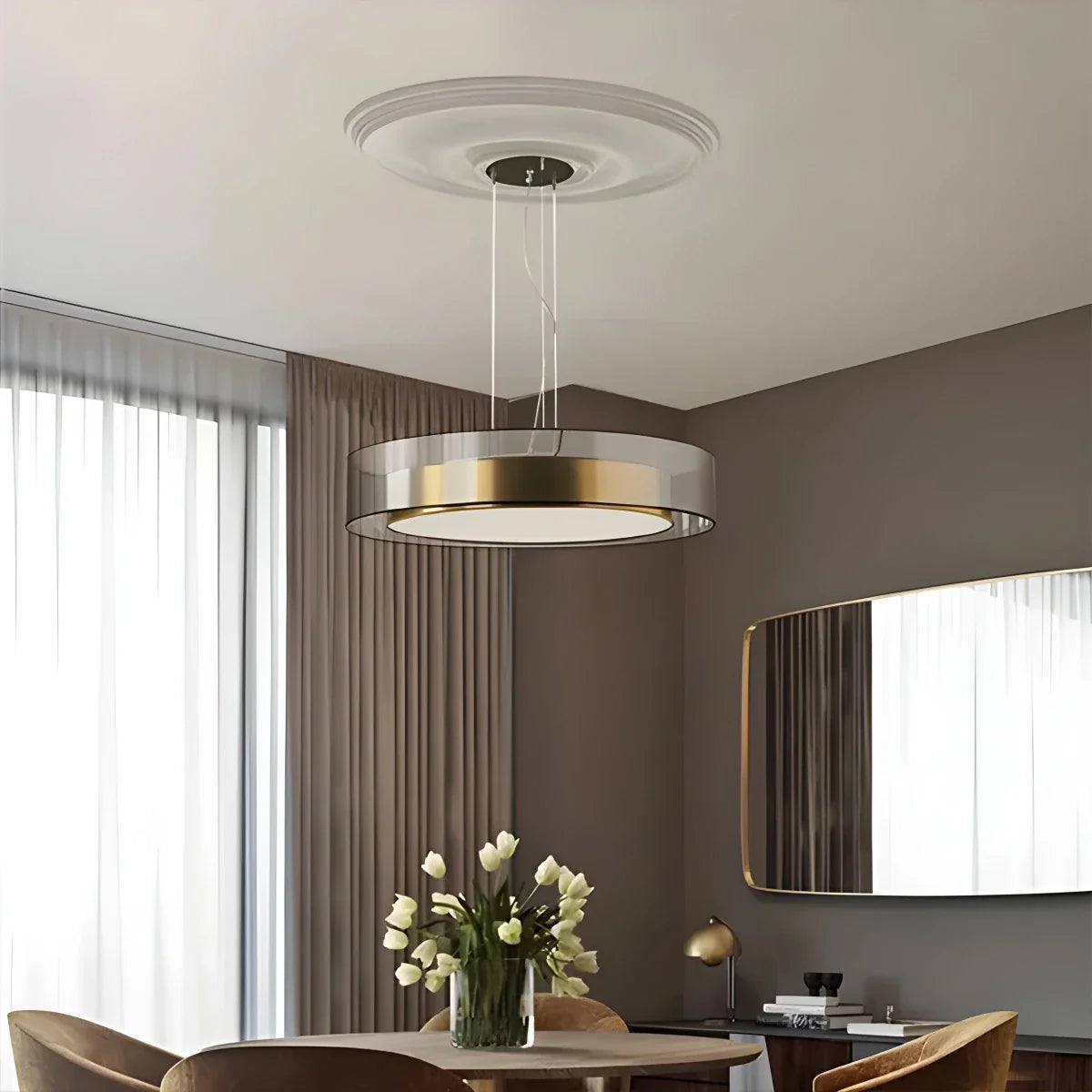 Feyran Simple Round LED Copper Pendant Light Ceiling Lamp