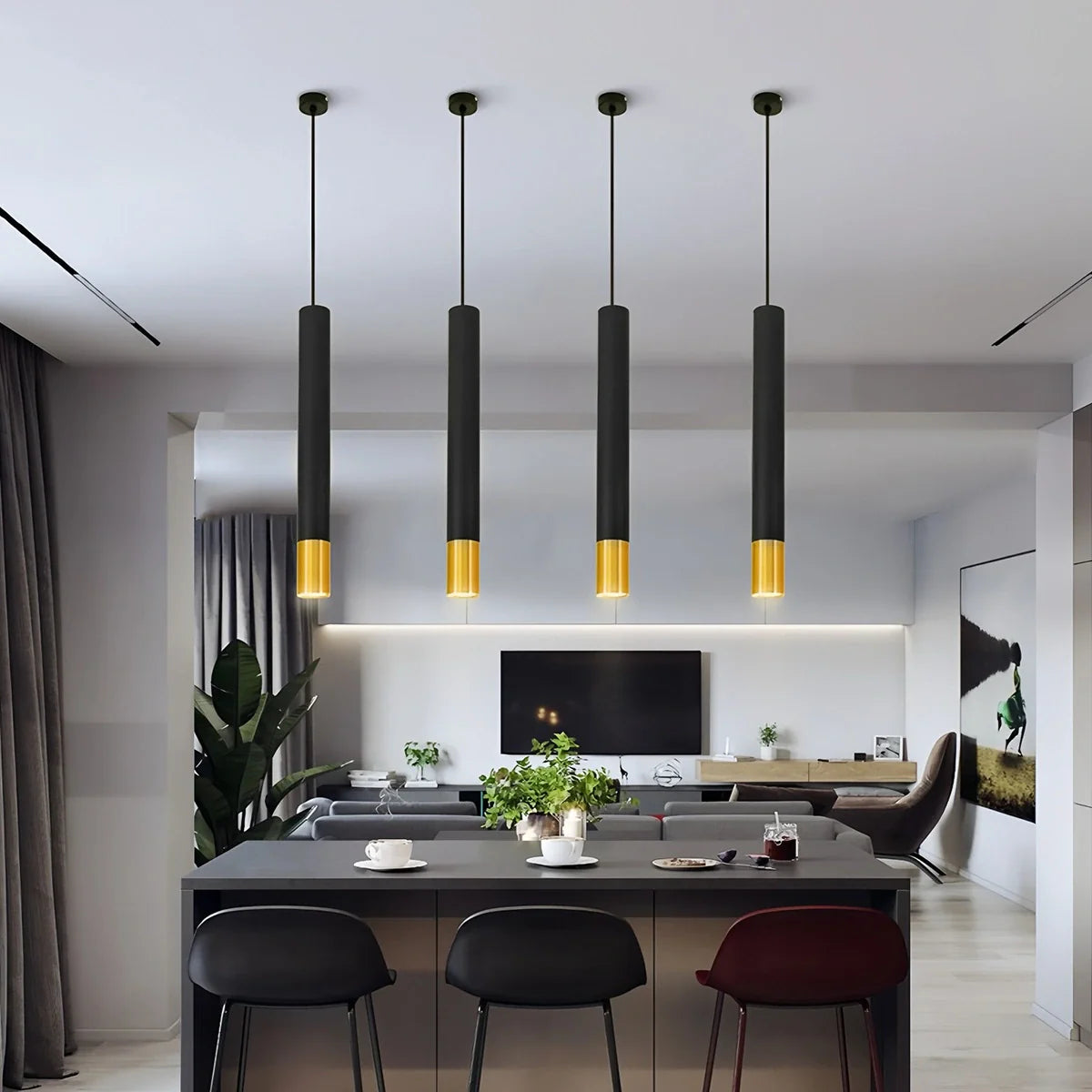 Feyran Stark Long Tube Pendant Light for Bedroom