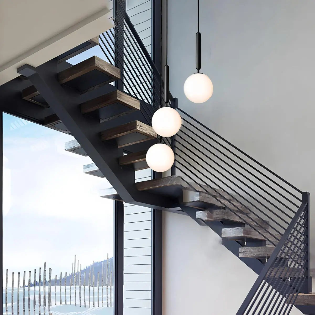 Feyran Temen Globe Glass Pendant Light for Kitchen Island