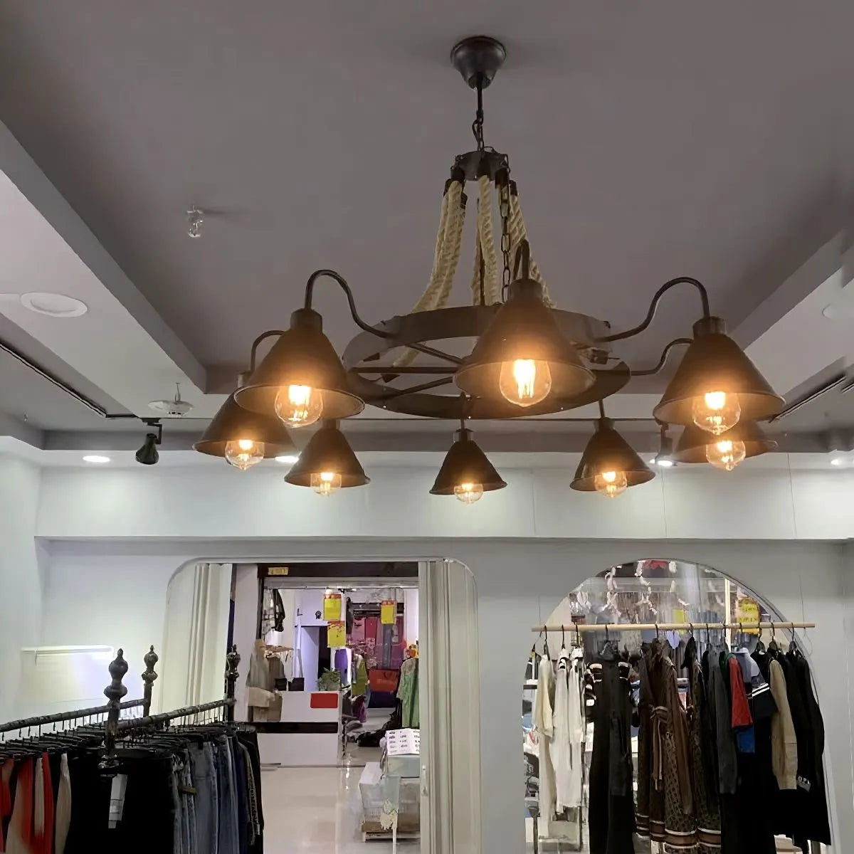 Feyran Vintage Industrial Rope Chandelier for Dining Area
