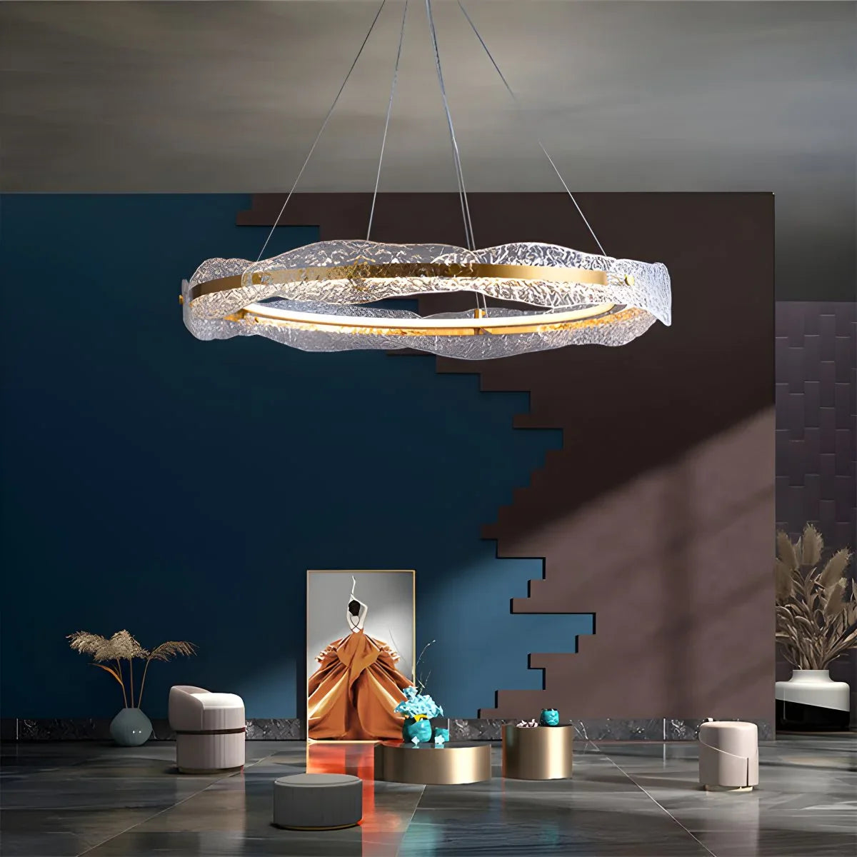 Feyran Water Pattern Glass Chandelier for Living Room