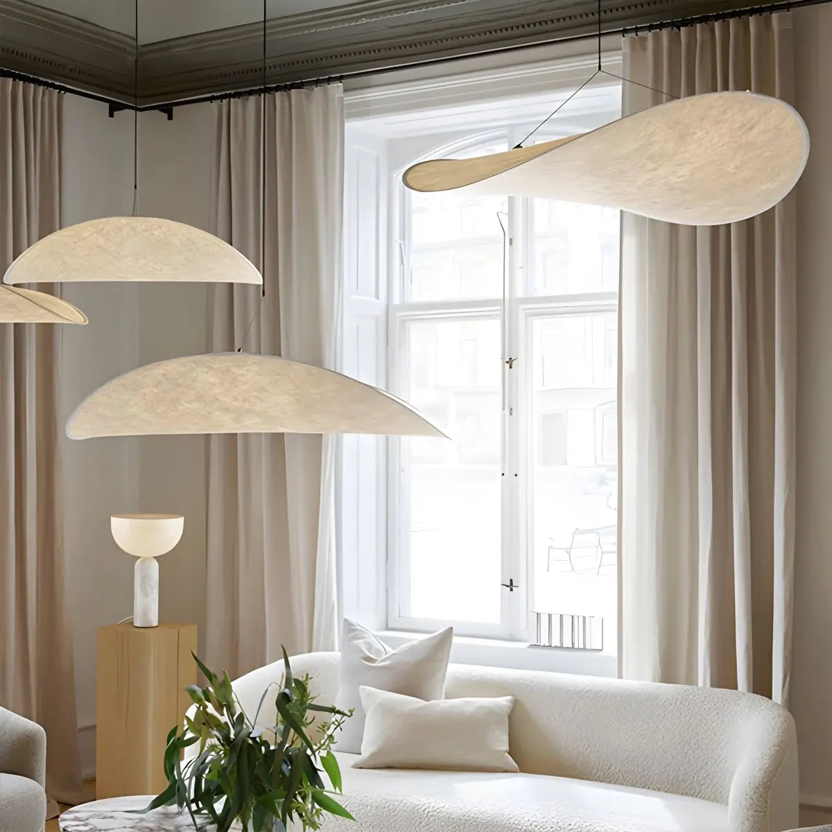 Feyran Zen Art Cloud Shape Silk Pendant Light for Living Room