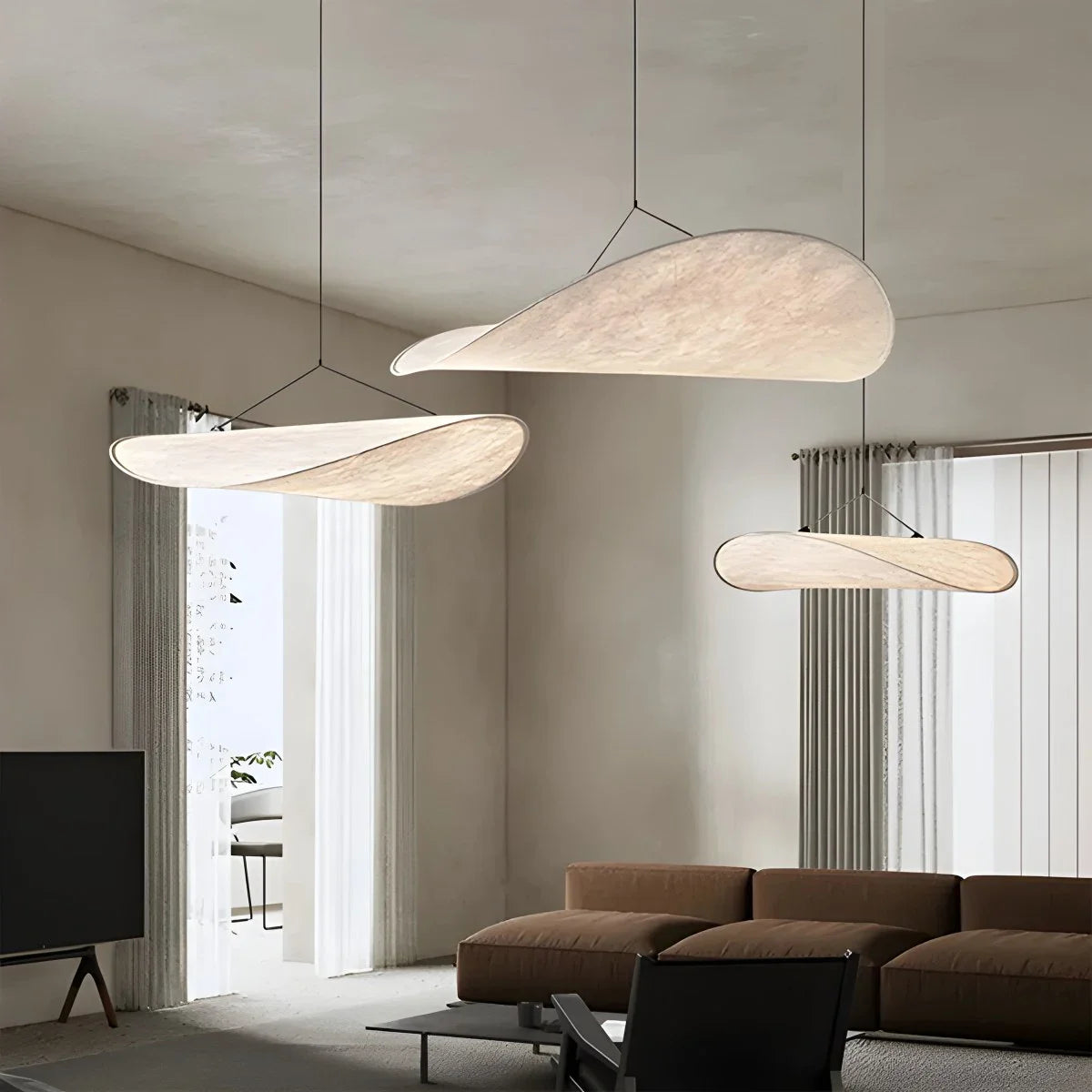 Feyran Zen Art Cloud Shape Silk Pendant Light for Living Room