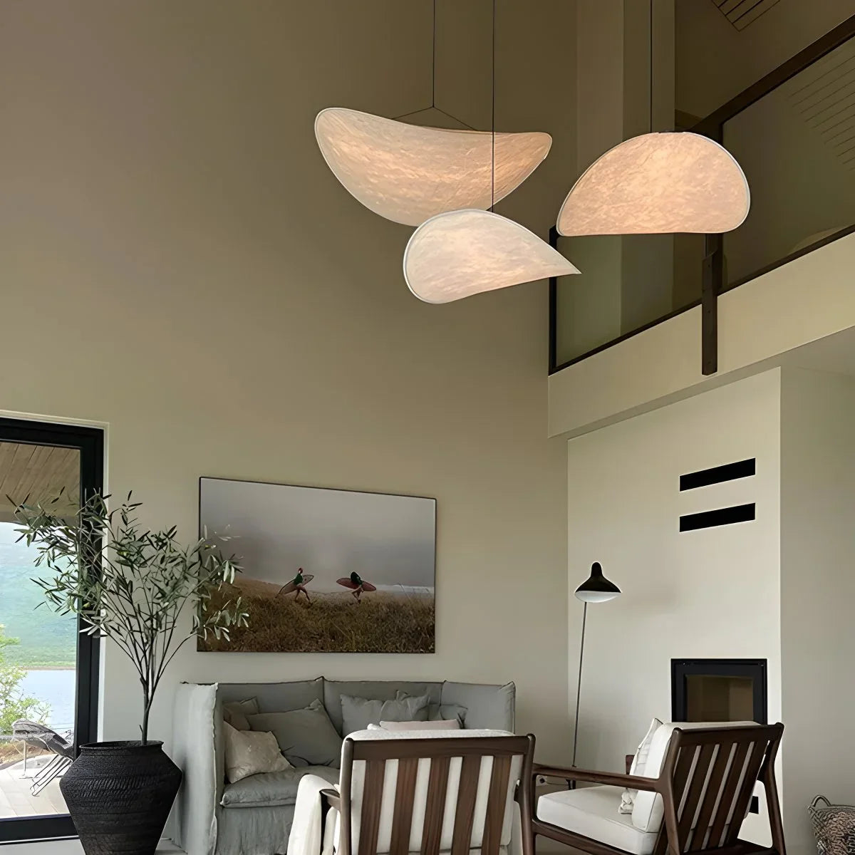 Feyran Zen Art Cloud Shape Silk Pendant Light for Living Room