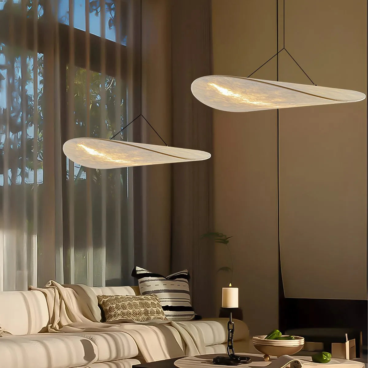 Feyran Zen Art Cloud Shape Silk Pendant Light for Living Room