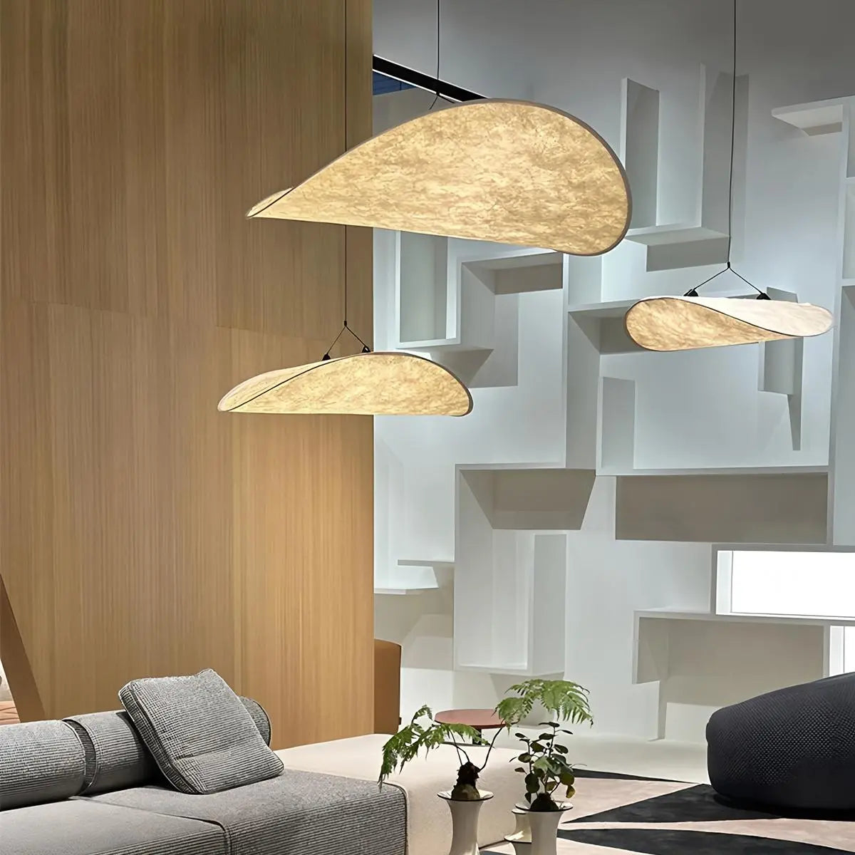 Feyran Zen Art Cloud Shape Silk Pendant Light for Living Room