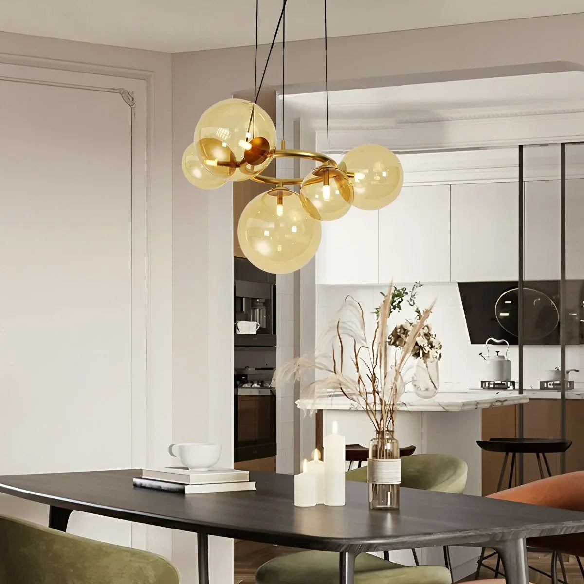 Feyran Luxurious Single-Tone Glass Spheres Chandelier