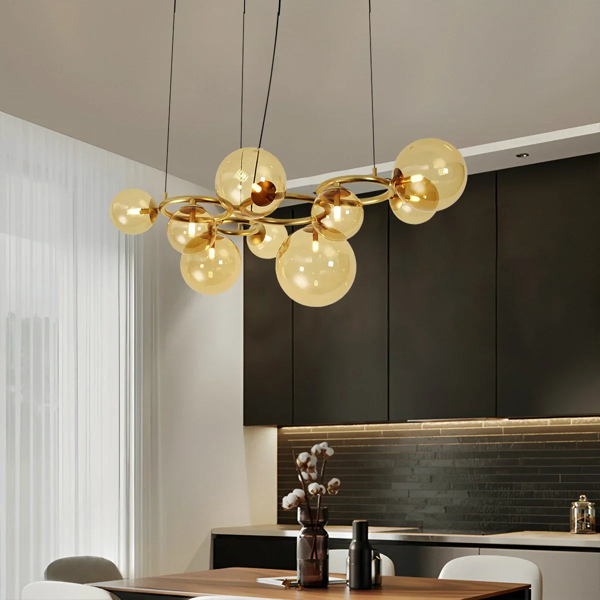 Feyran Luxurious Single-Tone Glass Spheres Chandelier
