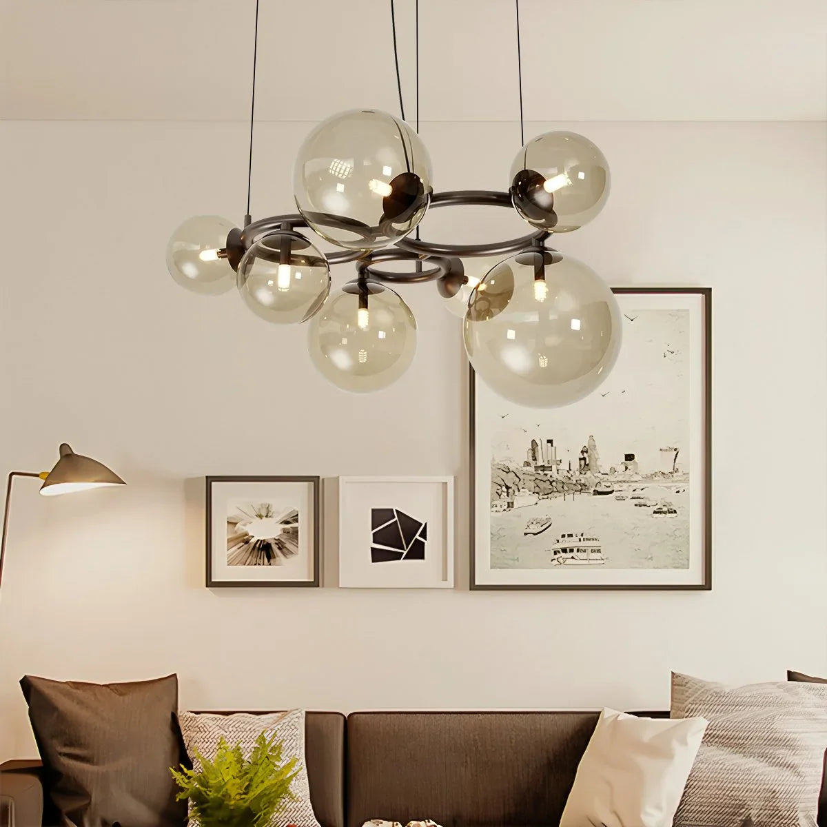 Feyran Luxurious Single-Tone Glass Spheres Chandelier