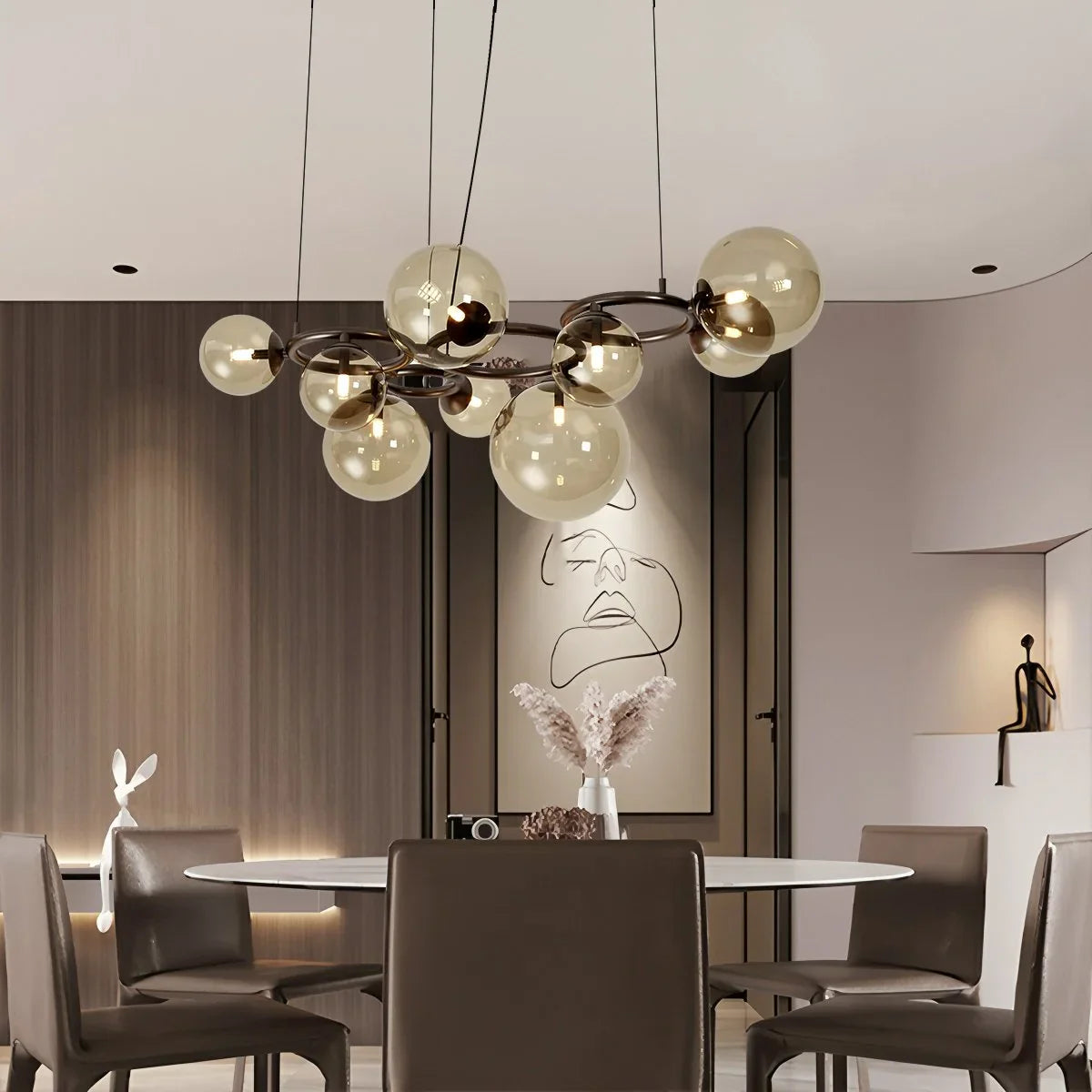 Feyran Luxurious Single-Tone Glass Spheres Chandelier