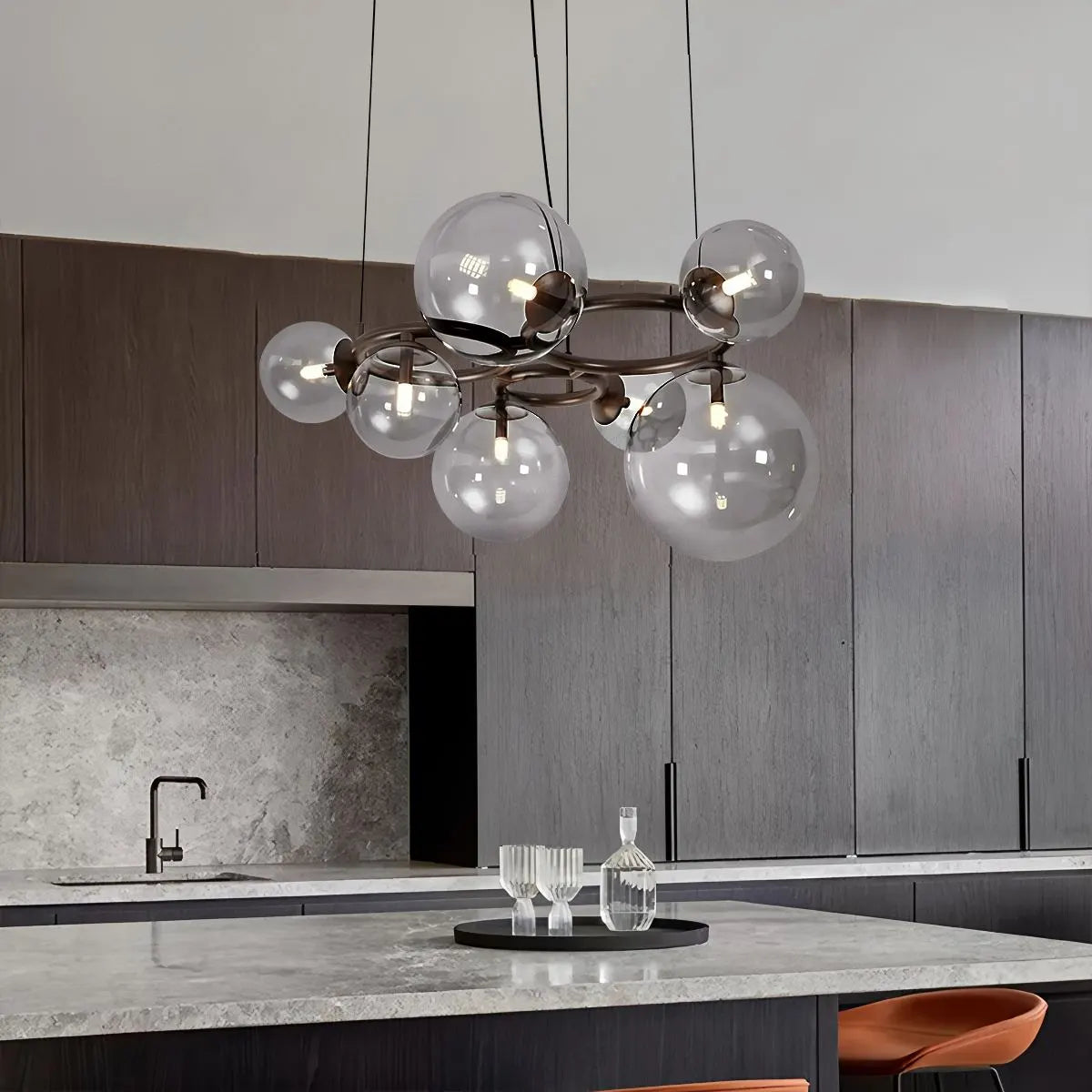 Feyran Luxurious Single-Tone Glass Spheres Chandelier