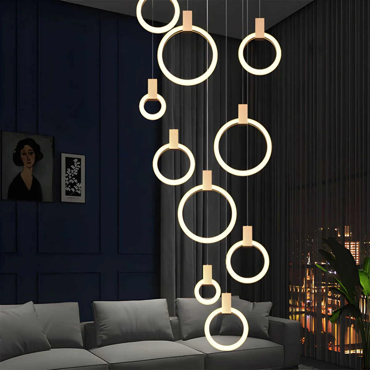 Feyran Modern Large Staircase Hanging Chandelier