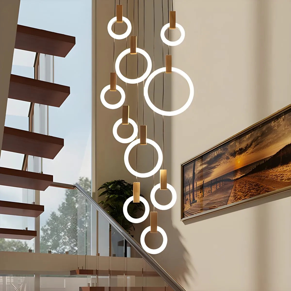 Feyran Modern Large Staircase Hanging Chandelier