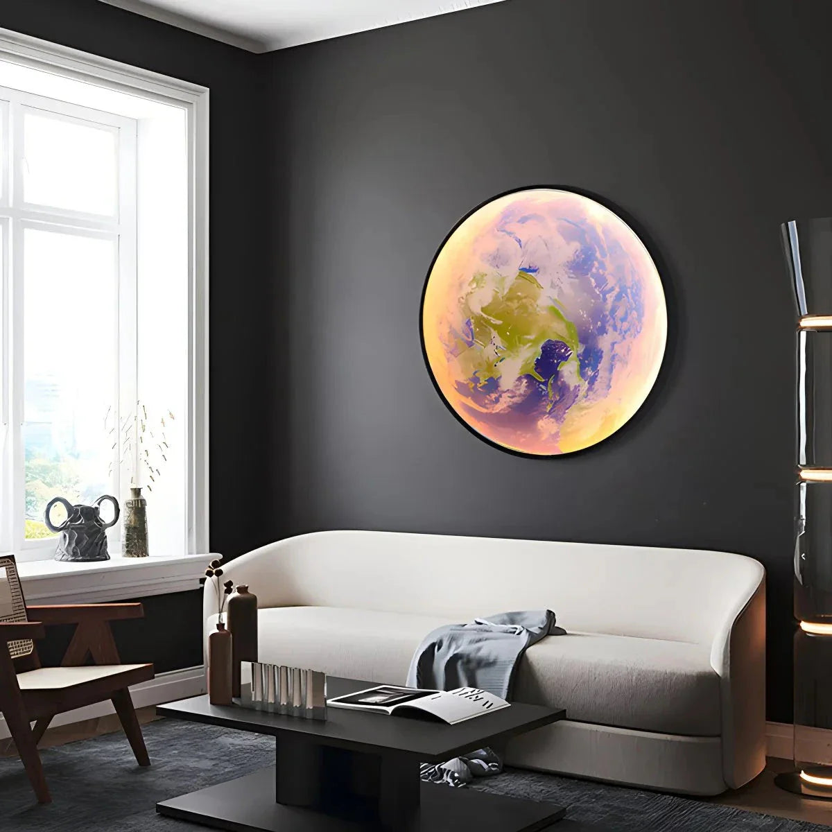 Feyran Moon/Earth Art Mural Wall Lamp