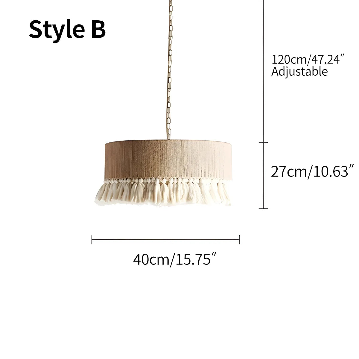 Feyran Boho Vintage Twine Fringe Pendant Light