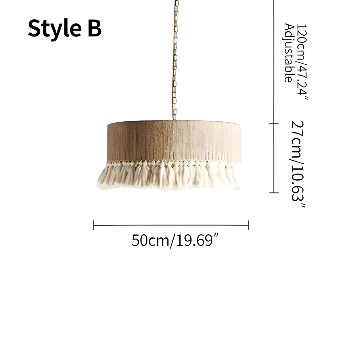 Feyran Boho Vintage Twine Fringe Pendant Light