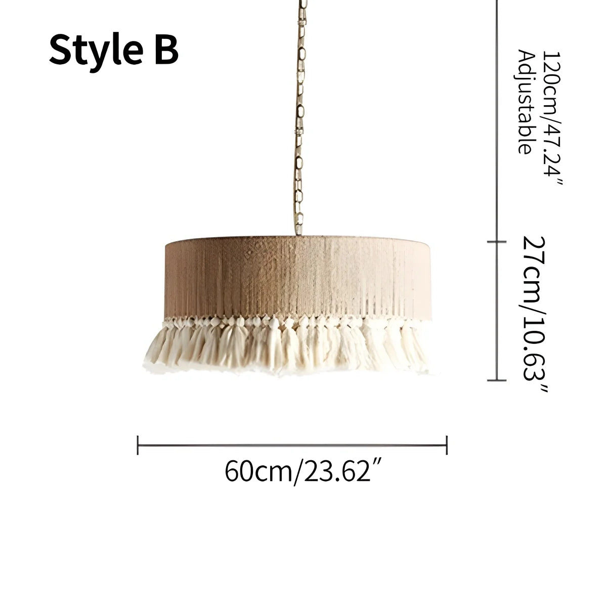 Feyran Boho Vintage Twine Fringe Pendant Light