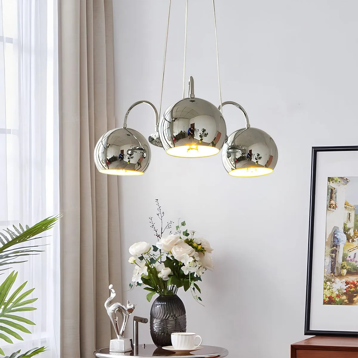 Feyran Bauhaus Style Antique Chrome Chandelier
