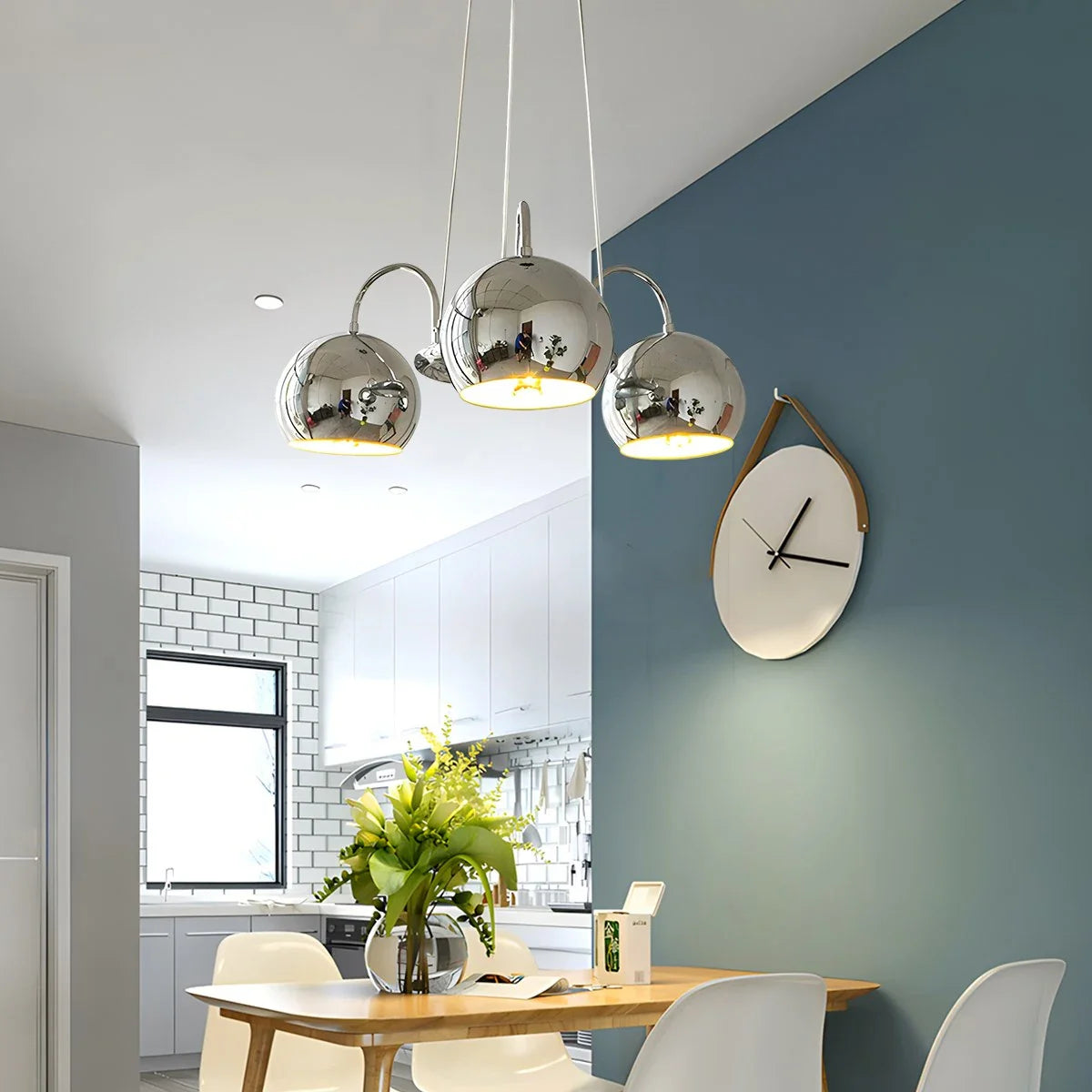 Feyran Bauhaus Style Antique Chrome Chandelier