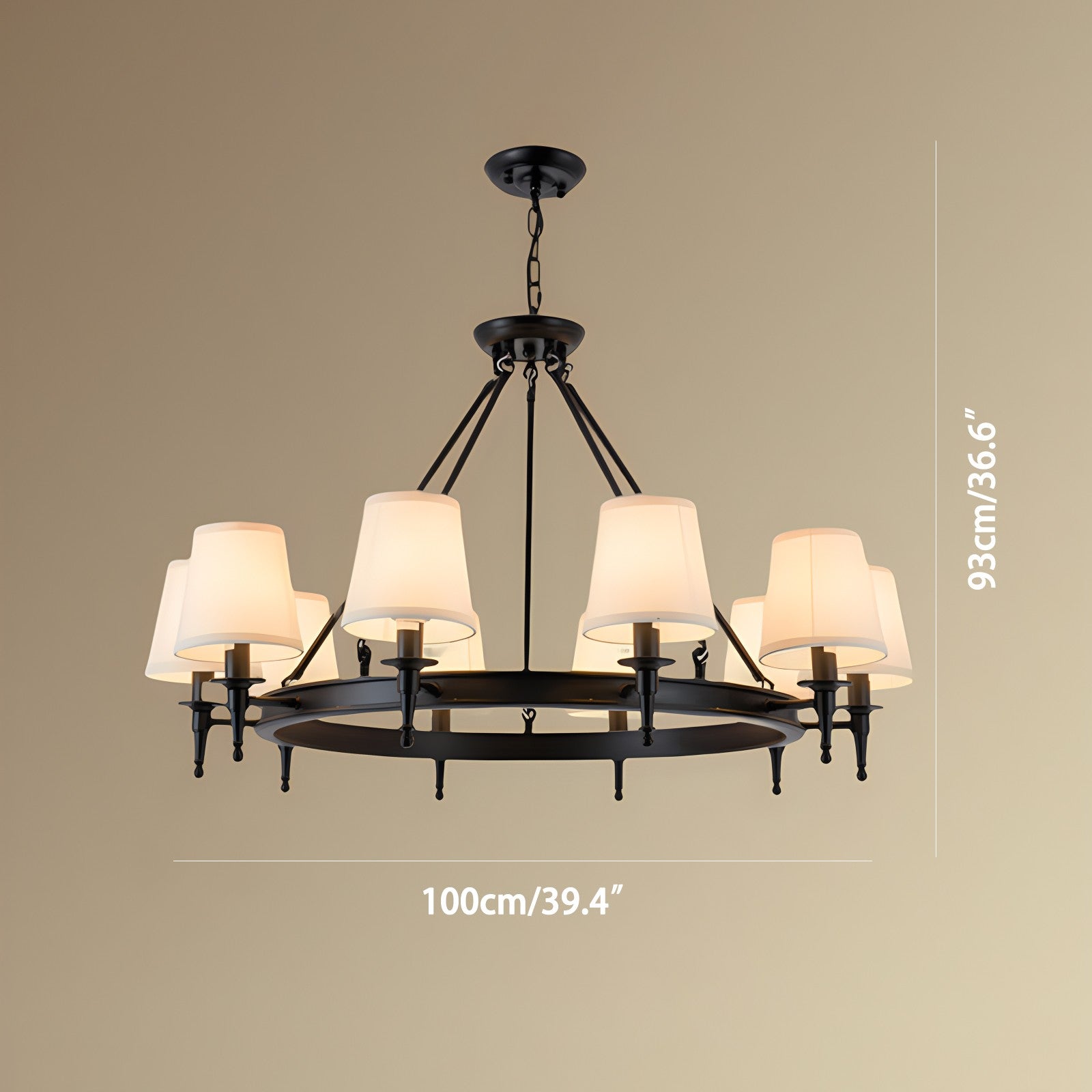Feyran Vintage Ring Metal Fabric Chandelier