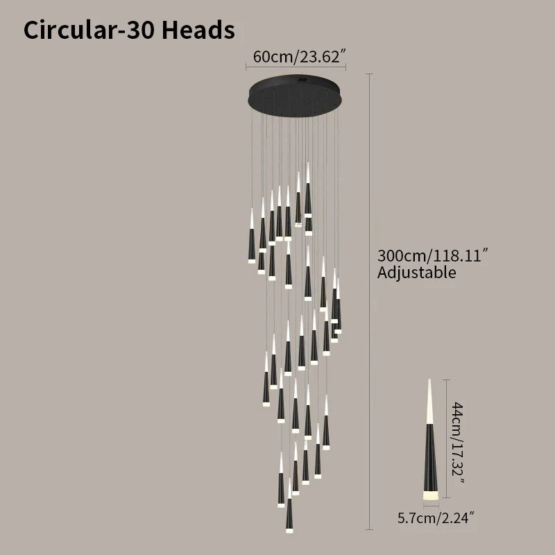 Feyran Meteor Shower Chandelier for Staircase