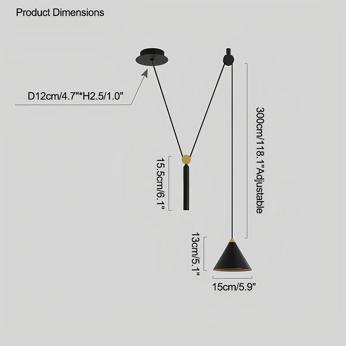 Feyran Cone Counterweight Pulley Swag Pendant Lamp