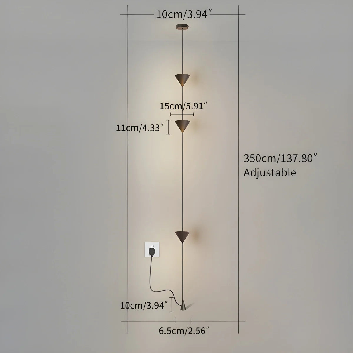Feyran Cone Desigh Hanging Cable Floor Lamp