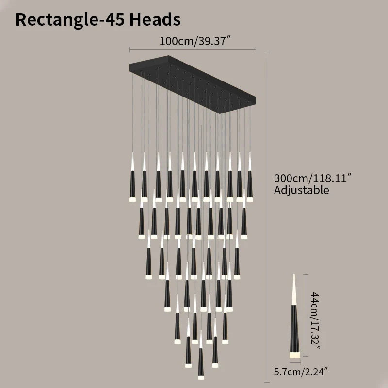Feyran Meteor Shower Chandelier for Staircase