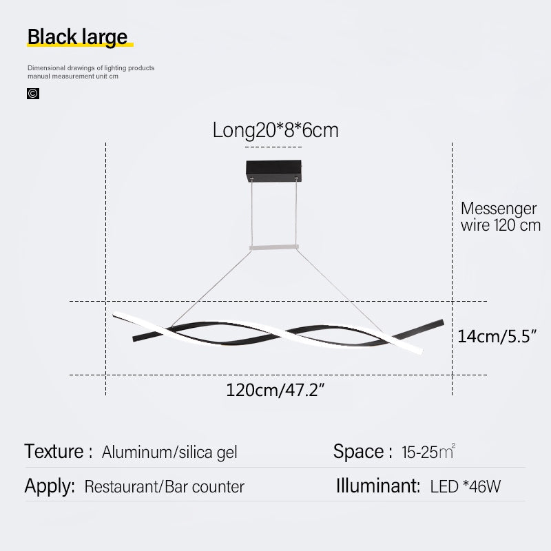 Feyran LED Linear Wave Chandelier for Dining Room