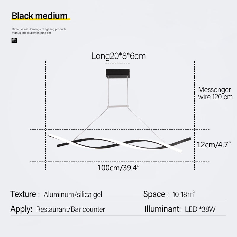 Feyran LED Linear Wave Chandelier for Dining Room