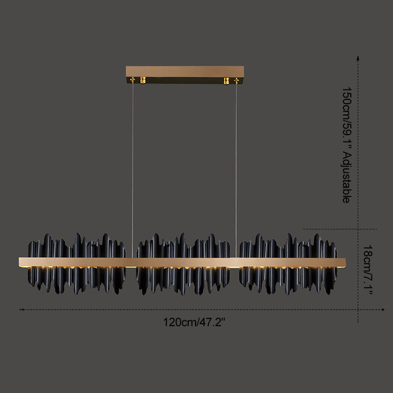 Feyran Iceberg Linear Chandelier-Black & Gold