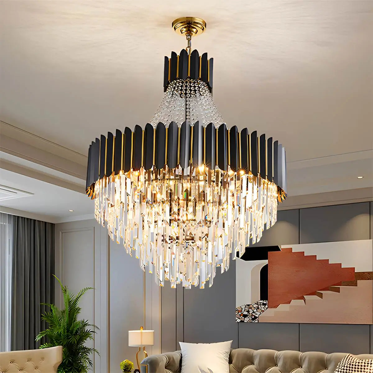 Feyran Modern Black Gold Luxury Crystal Chandelier