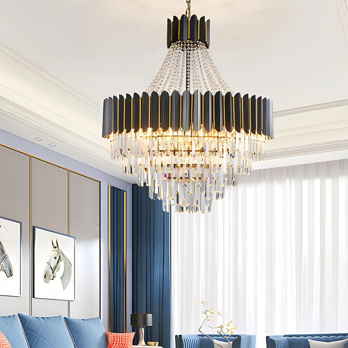 Feyran Modern Black Gold Luxury Crystal Chandelier