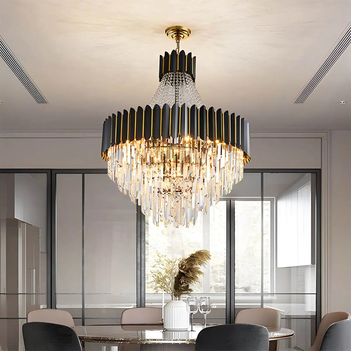 Feyran Modern Black Gold Luxury Crystal Chandelier