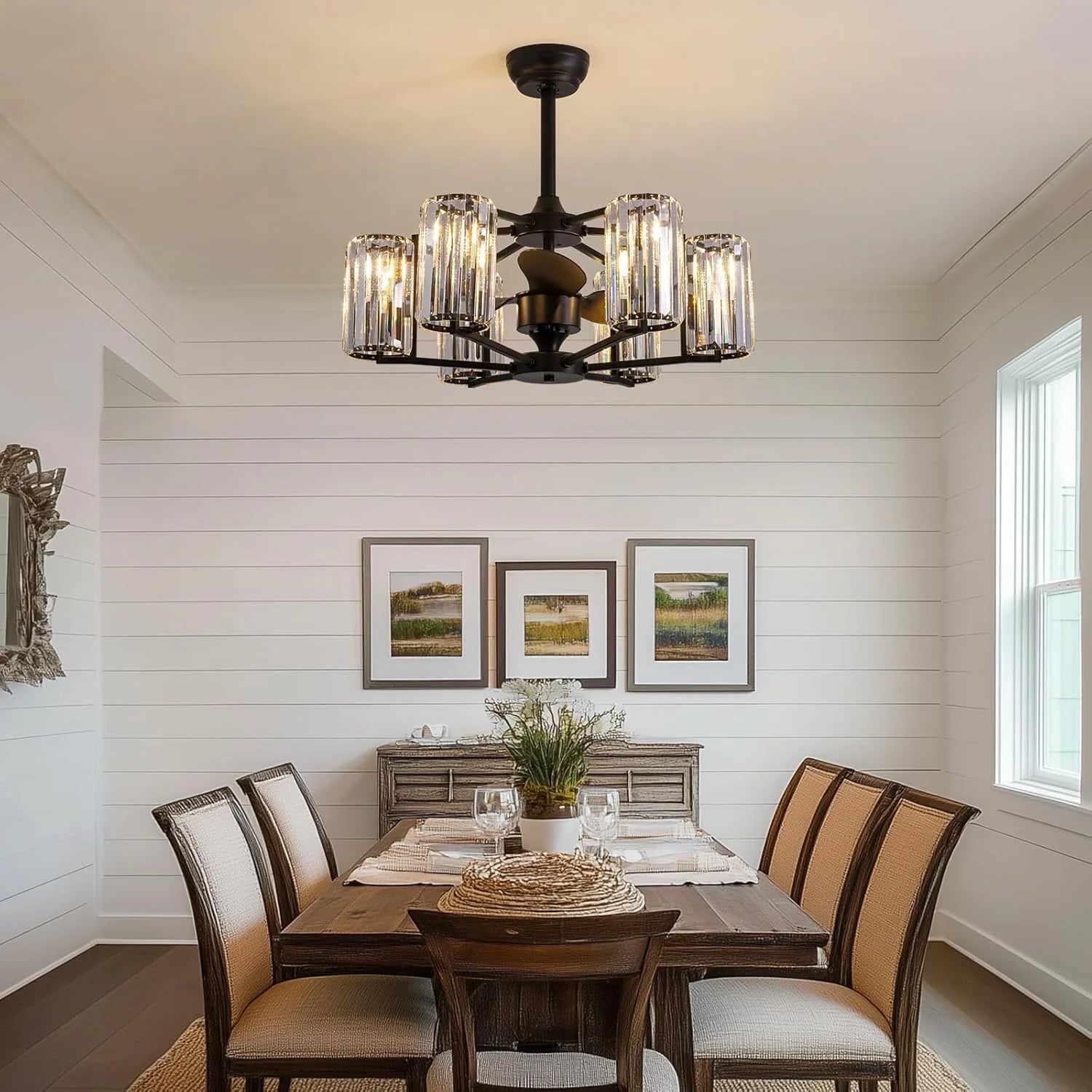 LumiBreeze 27 inch Crystal Fan Chandelier - Feyran