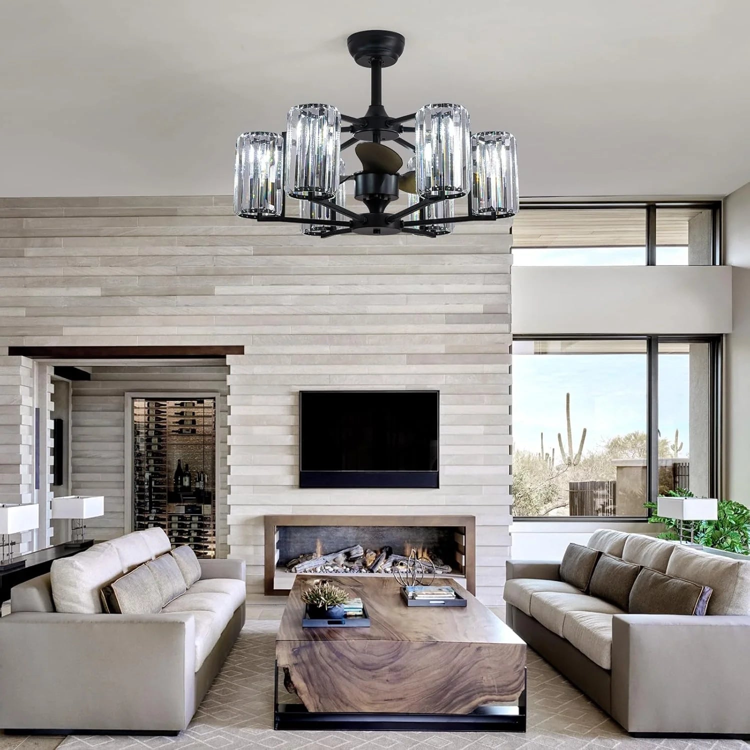 LumiBreeze 27 inch Crystal Fan Chandelier - Feyran