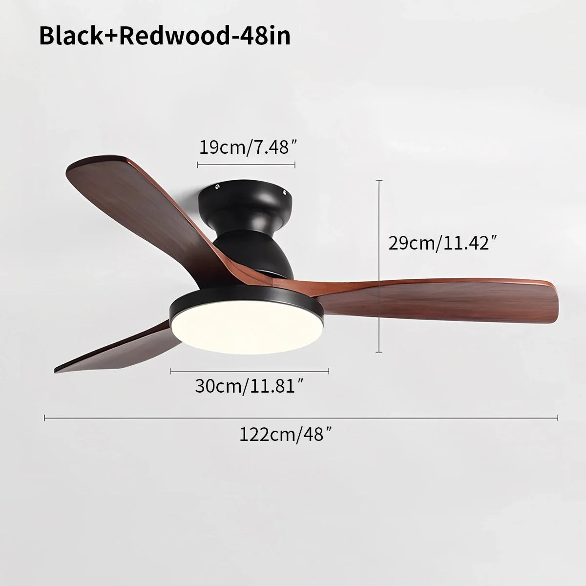 Feyran Vintage 3-leaf Solid Wood Ceiling Fan Lamp