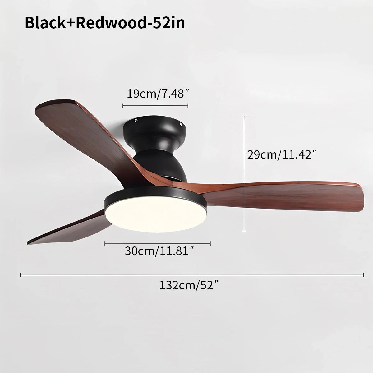 Feyran Vintage 3-leaf Solid Wood Ceiling Fan Lamp