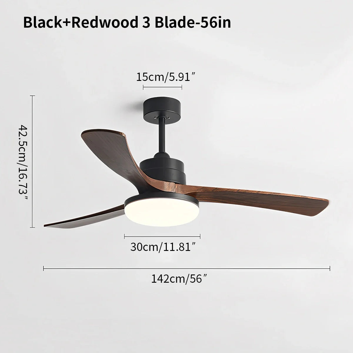 Feyran High Wind Solid Wood Ceiling Fan Light