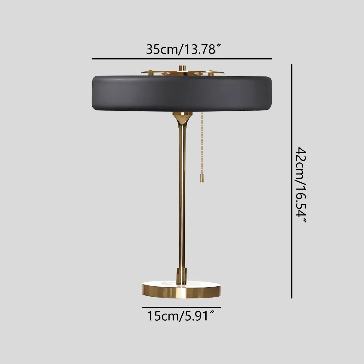 Feyran Mid-Century Round Table Lamp with Pull Chain