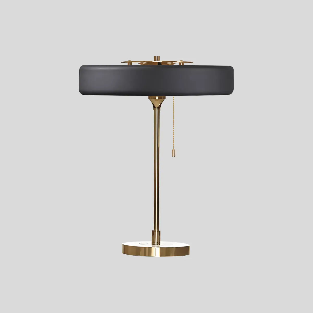 Feyran Mid-Century Round Table Lamp with Pull Chain
