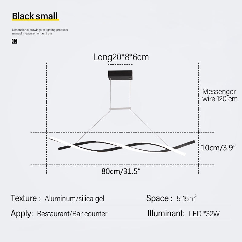 Feyran LED Linear Wave Chandelier for Dining Room