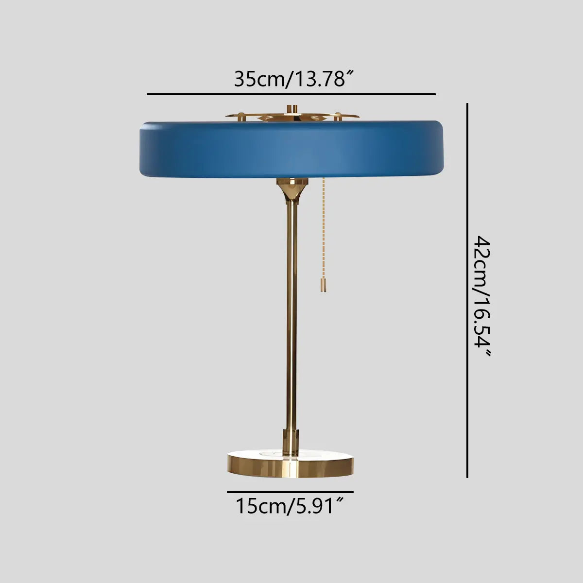 Feyran Mid-Century Round Table Lamp with Pull Chain