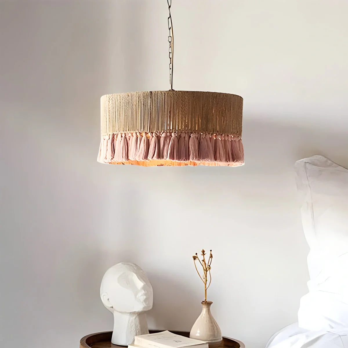 Feyran Boho Vintage Twine Fringe Pendant Light