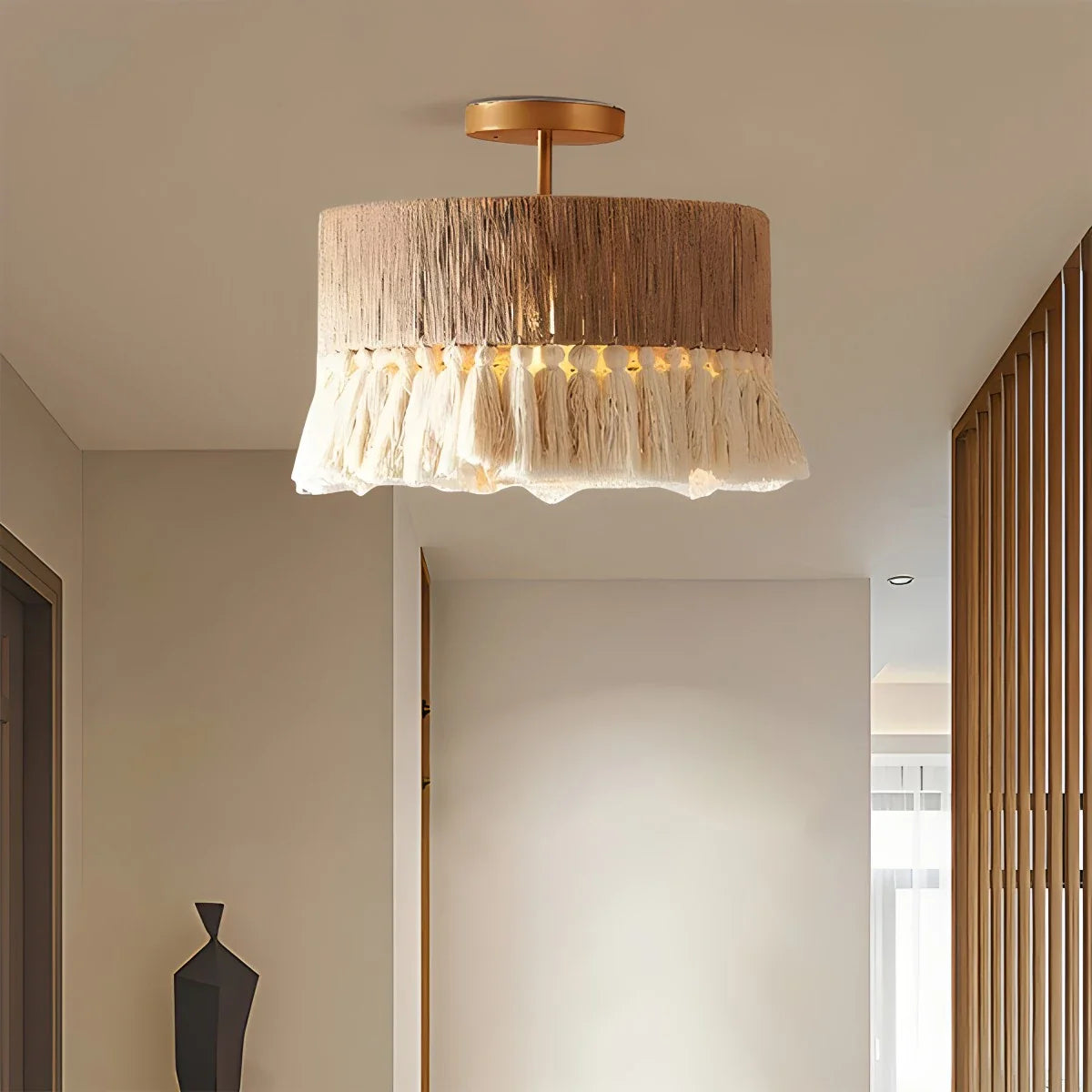 Feyran Boho Vintage Twine Fringe Pendant Light