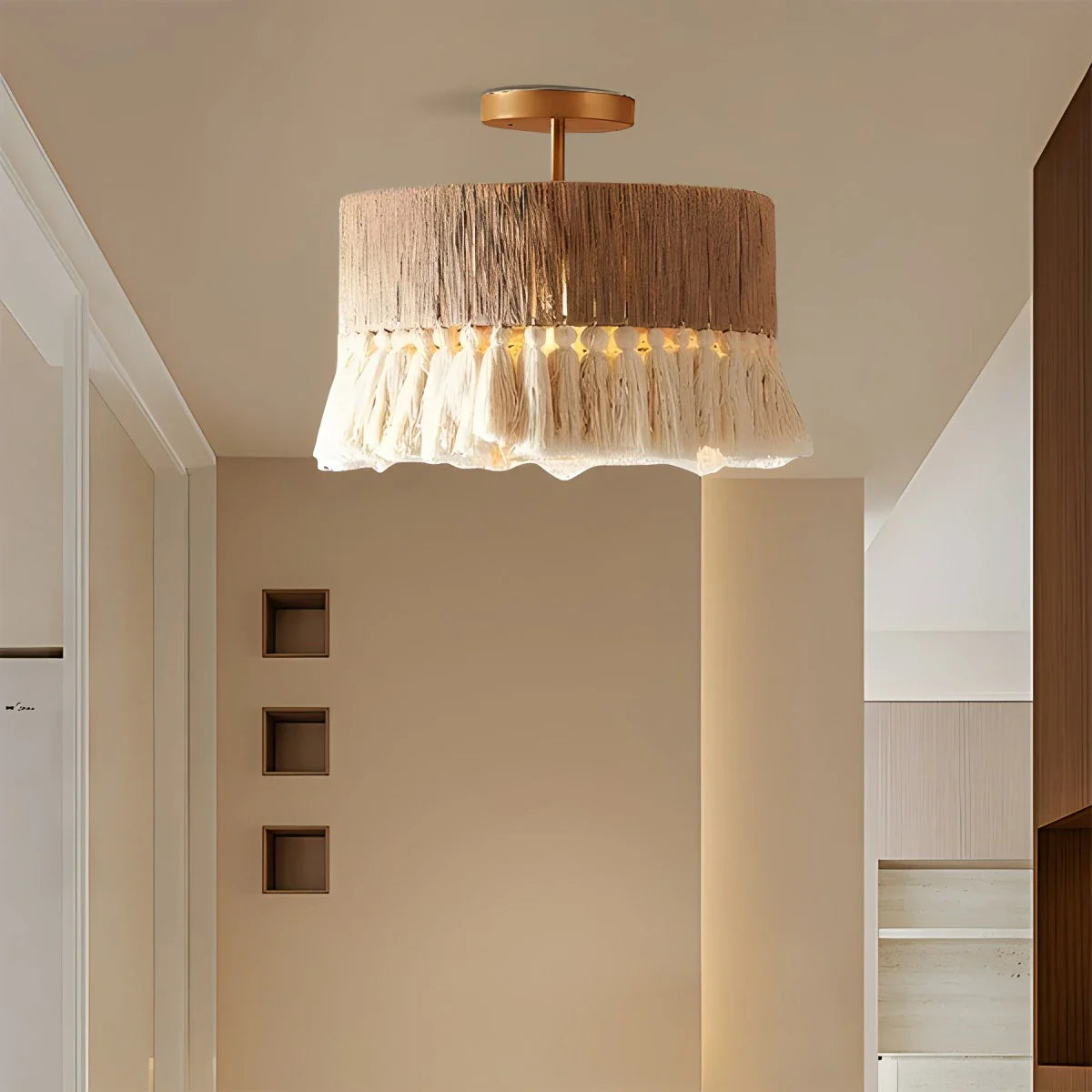 Feyran Boho Vintage Twine Fringe Pendant Light