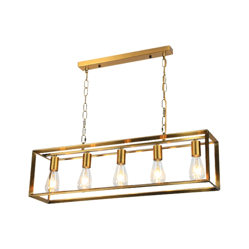 Feyran Rectangular Brass Pendant Lights for Dining Room