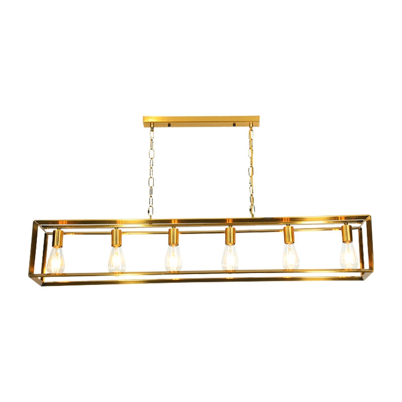 Feyran Rectangular Brass Pendant Lights for Dining Room